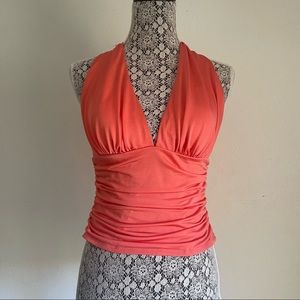 GUESS~Halter Top~Sleeveless~Twistback~Coral~Size M